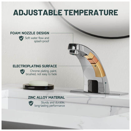 BWE Automatic Sensor No Handle Single Hole Bathroom Sink Faucet with Deck Plate and Touchless Sensor in Polished Chrome A-918102-C