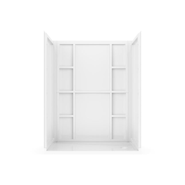 MAAX Interflo 60 in. L x 30 in. W x 73 in. H 5-Piece Alcove Shower Kit with Direct-to-Stud Walls and Right Drain Shower Pan 107730-000-001-002