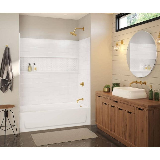 Bootz Industries NexTile 60 in. W x 32 in. D x 60 in. H Four-Piece Direct-to-Stud Composite Alcove Tub Surround in White Z041-5200-00