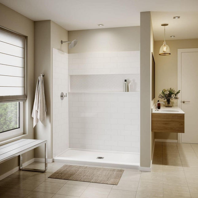 Bootz Industries NexTile 60 in. W x 36 in. D x 74 in. H 4-Piece Direct-to-Stud Composite Alcove Shower Wall Surround in White Z041-6400-00