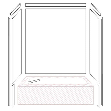 FlexStone Royale 36 in. x 60 in. x 80 in. 11-Piece Easy Up Adhesive Alcove Bathtub/Shower Wall Surround in Calypso