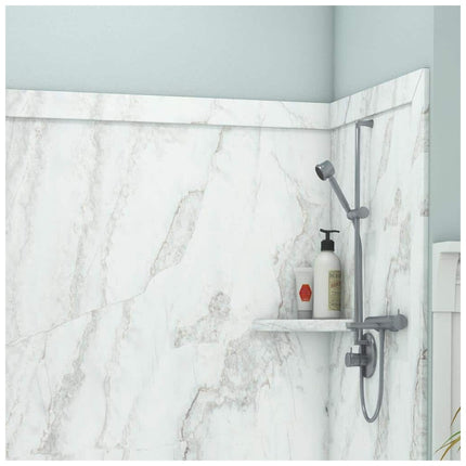 FlexStone Royale 36 in. x 60 in. x 80 in. 11-Piece Easy Up Adhesive Alcove Bathtub/Shower Wall Surround in Calypso