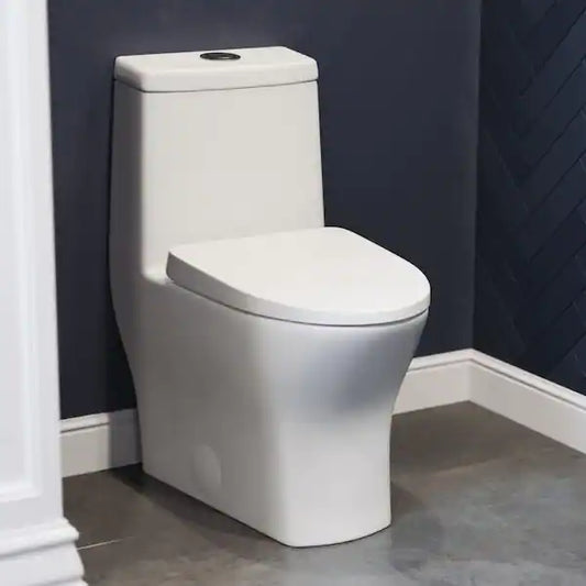 Swiss Madison Sublime II 1-Piece 1.1/1.6 GPF Dual Flush Round Toilet in Glossy White Seat Included