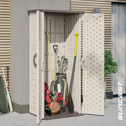 Suncast 2 ft. 8.25 in. W x 2 ft. 1.5 in. D x 6 ft. H Plastic Resin Outdoor Storage Cabinet Shed in Vanilla Beige, BMS1250