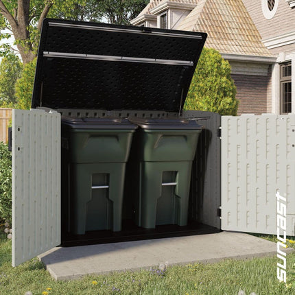 Suncast Stow-Away 4 ft. W x 6 ft. D Plastic Resin Horizontal Storage Shed, 22 sq. ft., in Peppercorn Gray and Passive White, BMS4780D
