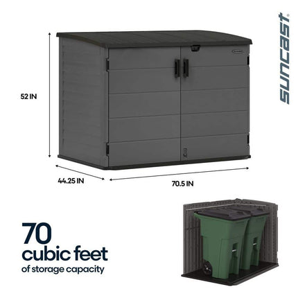Suncast Stow-Away 4 ft. W x 6 ft. D Plastic Resin Horizontal Storage Shed, 22 sq. ft., in Peppercorn Gray, BMS4781D