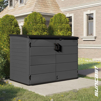 Suncast Stow-Away 4 ft. W x 6 ft. D Plastic Resin Horizontal Storage Shed, 22 sq. ft., in Peppercorn Gray, BMS4781D