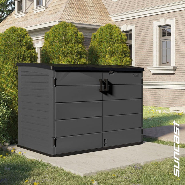 Suncast Stow-Away 4 ft. W x 6 ft. D Plastic Resin Horizontal Storage Shed, 22 sq. ft., in Peppercorn Gray, BMS4781D