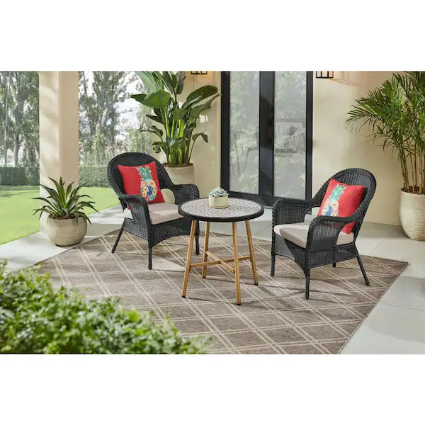 Hampton Bay Mix and Match Round Metal Outdoor Bistro Table with Ceramic Tile Top