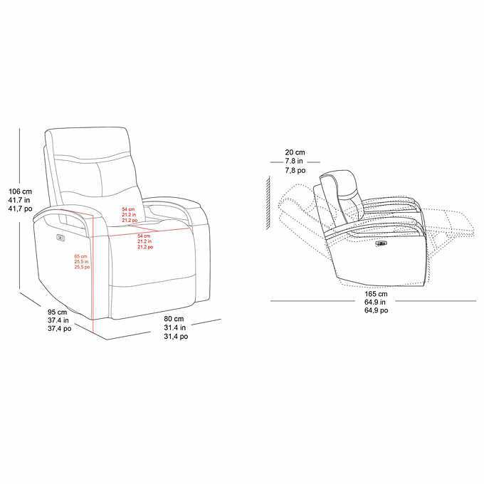 Canmore Leather Power Recliner with Power Headrest - CREAM