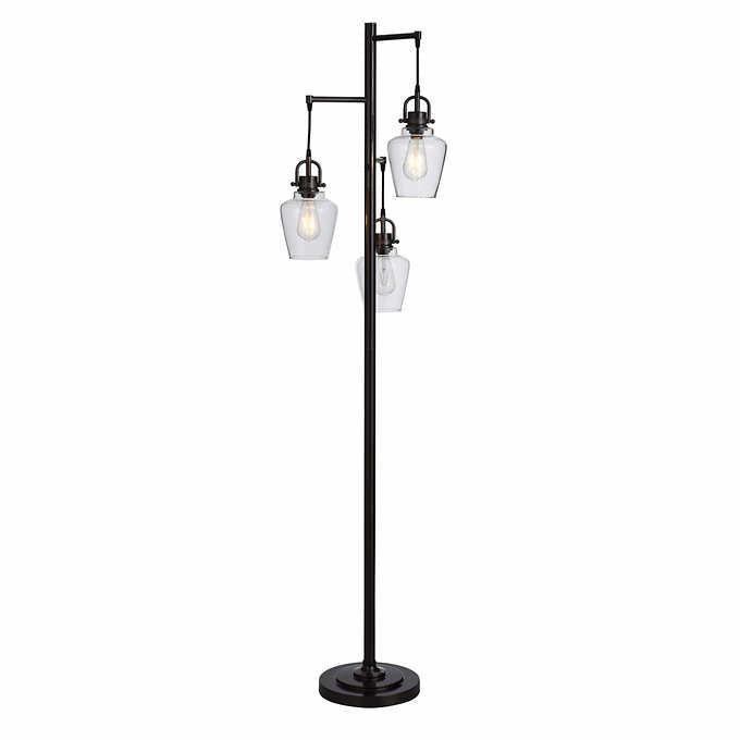 7.5” L x 11” W x 72” H - Basia 3-Light Floor Lamp - DARK GRAY