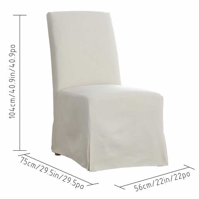 29.5” L x 22” W x 40.9” - Clare Slipcover Dining Chair CREAM, 2-pack