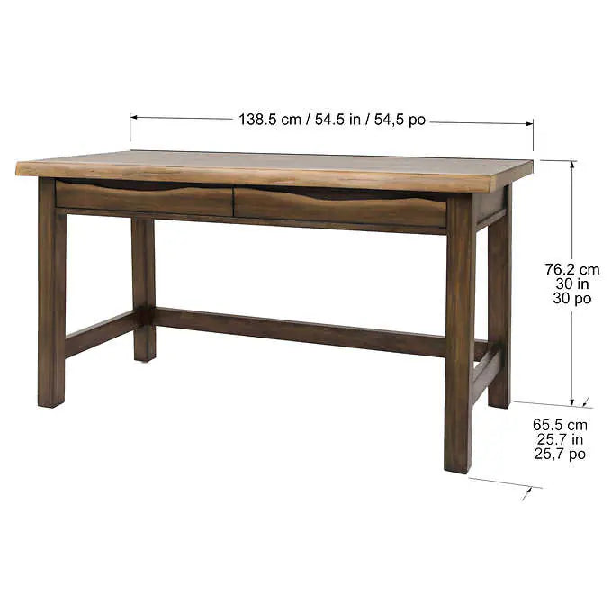 54.5" W x 25.8" D x 30" H - Whitley 54" Live Edge Writing Desk