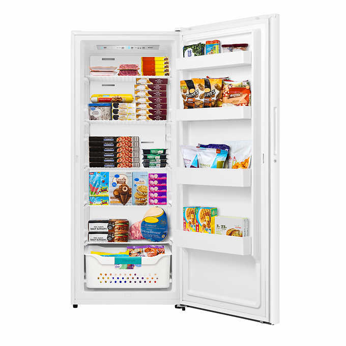 7.6 in. x 27.4 in. x 67.7 in. - Hisense 13.6 cu. ft. Garage Ready Upright Freezer