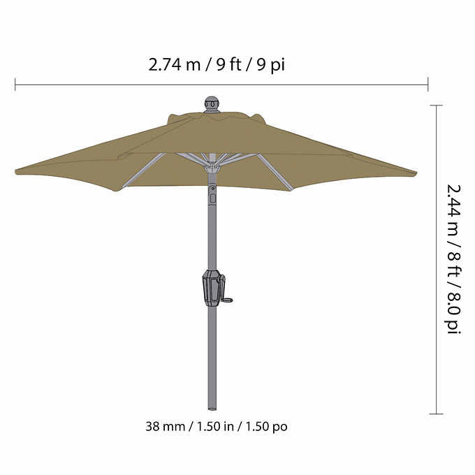 Seasons Sentry 9ft Anodized Commercial Umbrella LIGHT BROWN