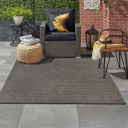 Mineral Springs Outdoor Area Rug Nantucket, Dark Gray - 7 ft. 3 in. x 10 ft.
