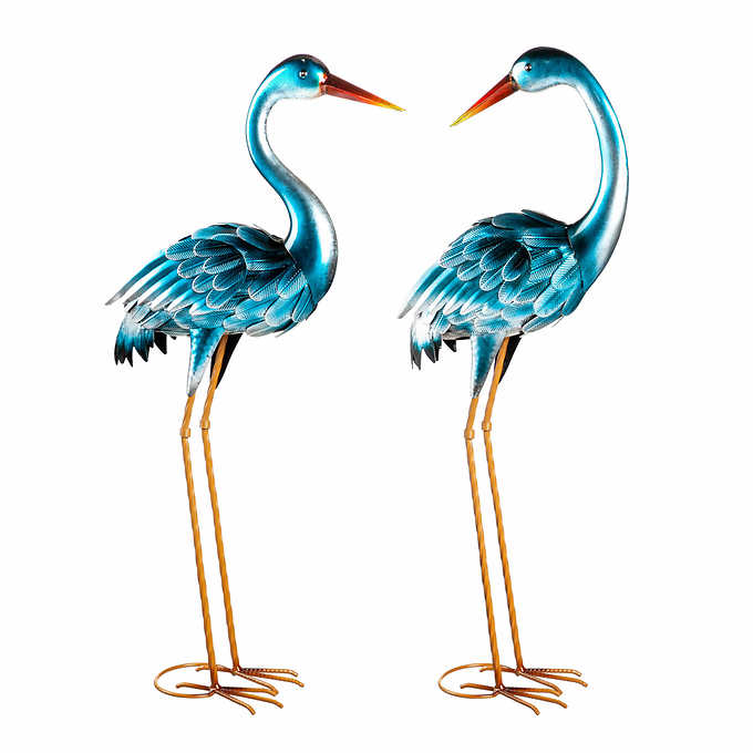 16.34” W x 6.5” L&nbsp; x 35.04” H - 35” Blue Heron Statue Pair