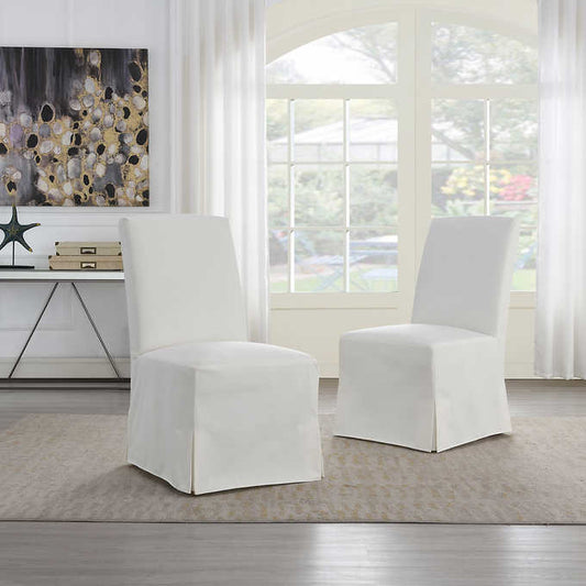 29.5” L x 22” W x 40.9” - Clare Slipcover Dining Chair WHITE, 2-pack