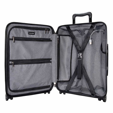 Ricardo Front Opening Carry On Spinner Luggage Suitcase in Black