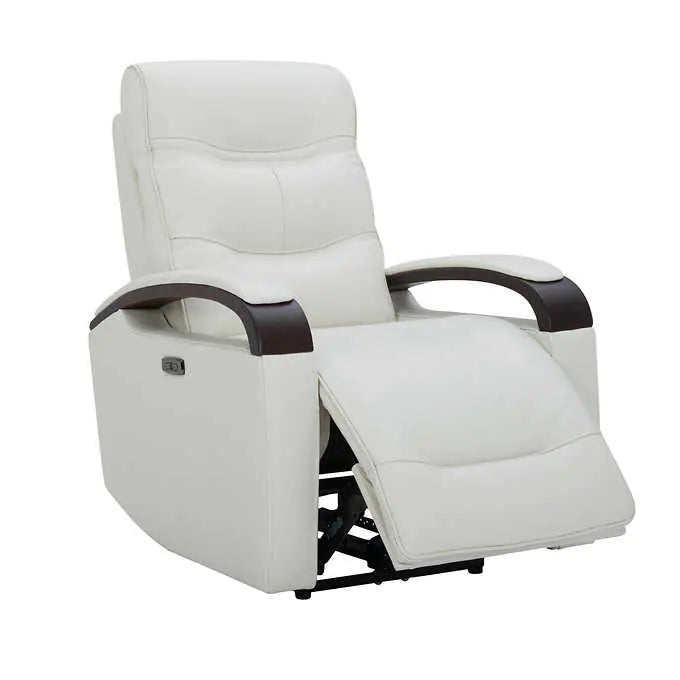 Canmore Leather Power Recliner with Power Headrest - CREAM