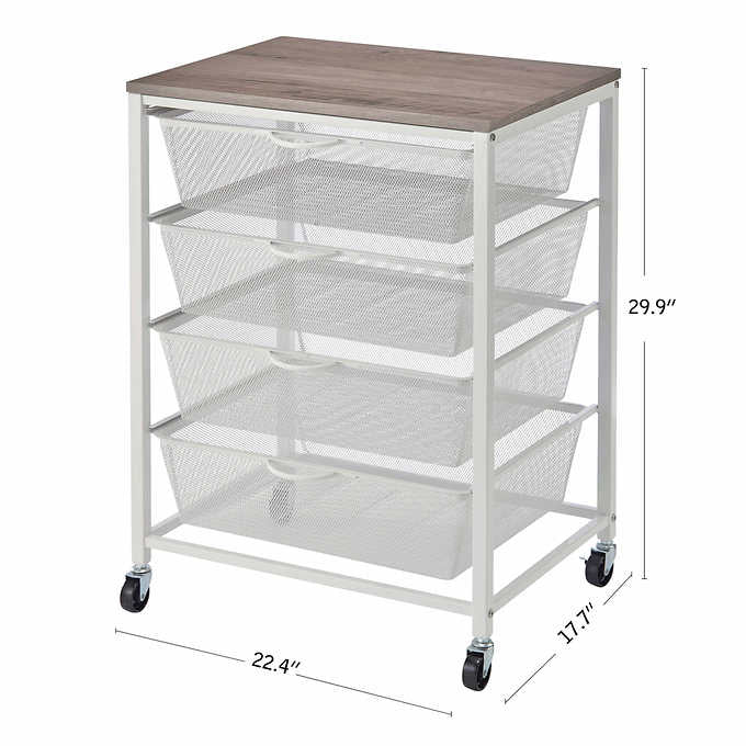 22.4" L x 17.7" W x 29.9" H - 4 Drawer Rolling Cart