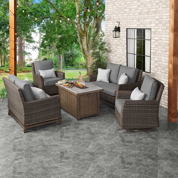 Agio - McKinnon 5-piece Fire Outdoor Seating Set – Hartland Liquidation