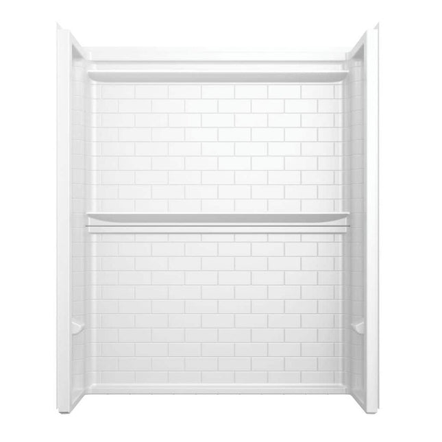 Delta Classic 500 Tile 60 in W 73.13 in H 32 in D Four piece Direct-to-stud Alcove Shower Wall Surround in High Gloss White B122106-6032-WH