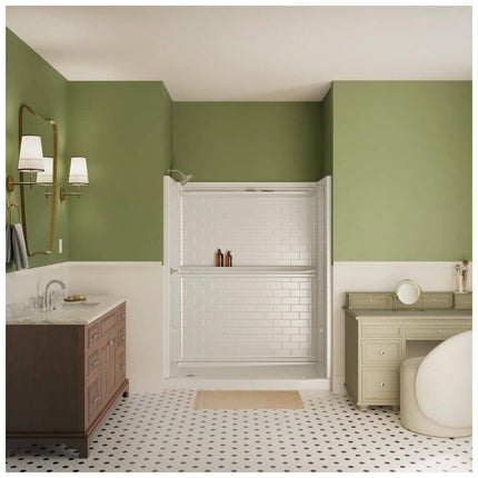 Delta Classic 500 Tile 60 in W 73.13 in H 32 in D Four piece Direct-to-stud Alcove Shower Wall Surround in High Gloss White B122106-6032-WH