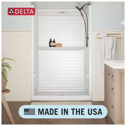 Delta Classic 500 Tile 60 in W 73.13 in H 32 in D Four piece Direct-to-stud Alcove Shower Wall Surround in High Gloss White B122106-6032-WH