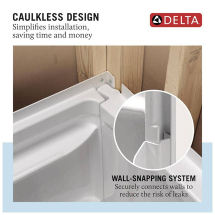 Delta Classic 500 Tile 60 in W 73.13 in H 32 in D Four piece Direct-to-stud Alcove Shower Wall Surround in High Gloss White B122106-6032-WH