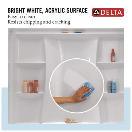 Delta Classic 500 Tile 60 in W 73.13 in H 32 in D Four piece Direct-to-stud Alcove Shower Wall Surround in High Gloss White B122106-6032-WH