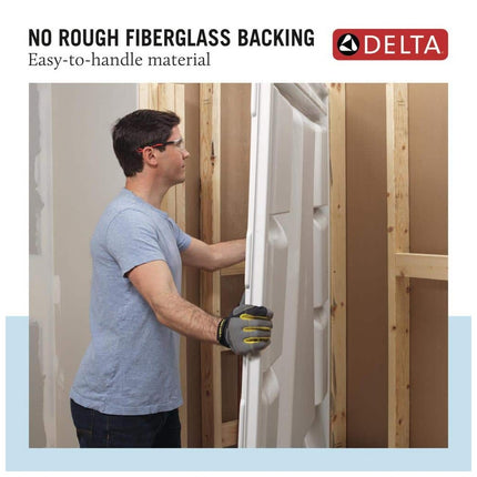 Delta Classic 500 Tile 60 in W 73.13 in H 32 in D Four piece Direct-to-stud Alcove Shower Wall Surround in High Gloss White B122106-6032-WH