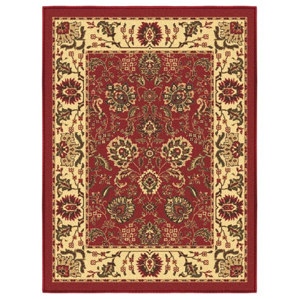 Ottomanson Ottohome Collection Non-Slip Rubberback Oriental Design 2x3 Indoor Entryway Mat, 2 ft. 3 in. x 3 ft., Dark Red