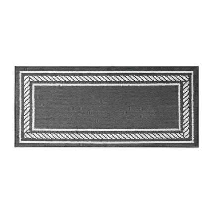 Nautica Washable Skid Resistant Dark Grey/White 2.2 ft. x 5 ft. All Loop Tufted Area Rug