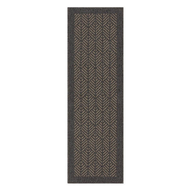 Mohawk Home Aspen Border Grey/Hummus 2 ft. x 6 ft. Machine Washable Runner Area Rug