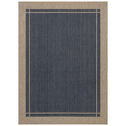 Hampton Bay Navy Center Border 8 ft. x 10 ft. Indoor/Outdoor Area Rug