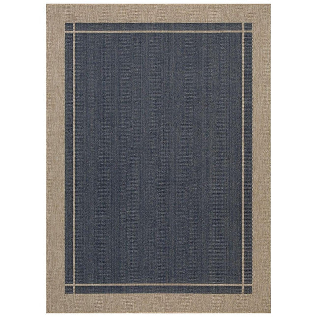 Hampton Bay Navy Center Border 8 ft. x 10 ft. Indoor/Outdoor Area Rug
