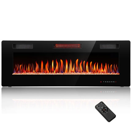 R.W.FLAME 60 in. Wall Mount Low Noise Electric Fireplace with Remote Control and Touch Screen, Multi Color Flame in Black