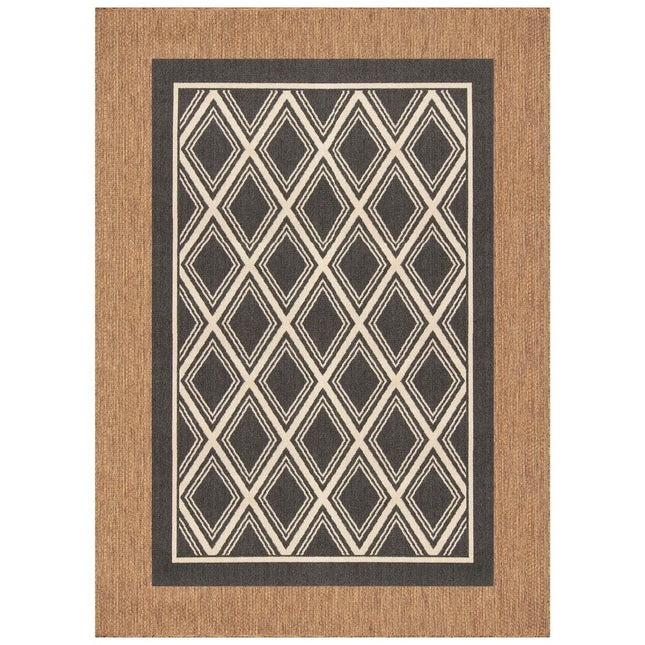Hampton Bay Black 6 ft. x 9 ft. Indoor/Outdoor Trellis Layering Area Rug