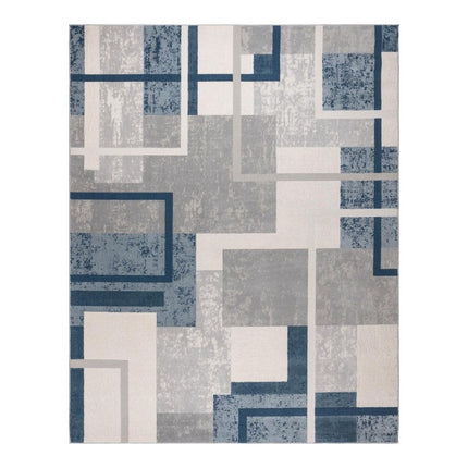 Gertmenian Ethan Abstract Geo Blue 9 ft. x 13 ft. Geometric Indoor Area Rug