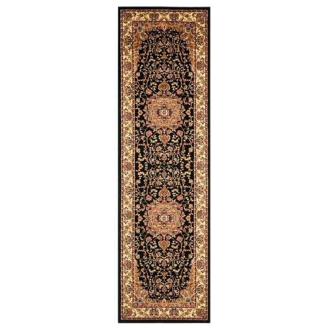 SAFAVIEH Lyndhurst Black/Ivory 2 ft. x 12 ft. Floral Border Antique Runner Rug