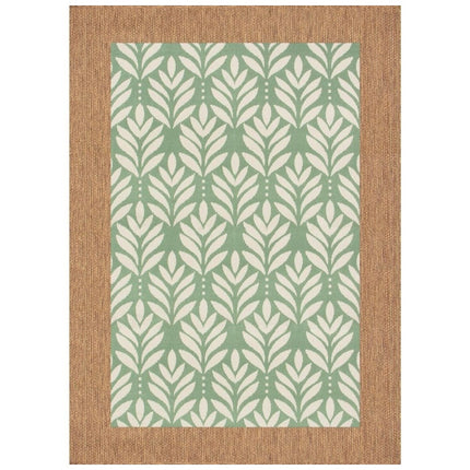 Hampton Bay Green 6 ft. x 9 ft. Indoor/Outdoor Leaf Layering Area Rug