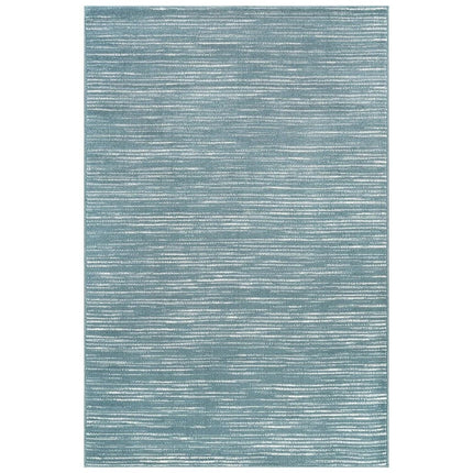 Beverly Rug Linea Teal 8 ft. x 10 ft. Rubber Back Washable Modern Striped Indoor/Outdoor Patio Area Rug