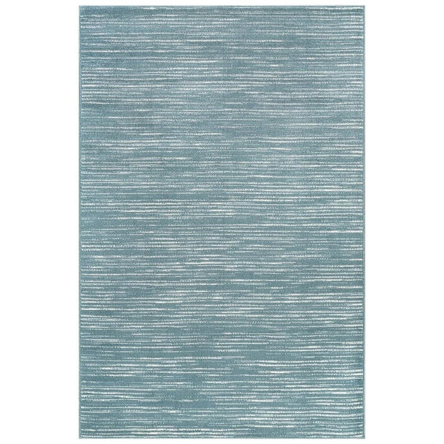Beverly Rug Linea Teal 8 ft. x 10 ft. Rubber Back Washable Modern Striped Indoor/Outdoor Patio Area Rug