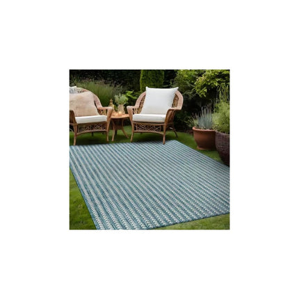 Beverly Rug Arrow Aqua 8 ft. x 10 ft. Chevron Striped Washable Indoor Outdoor Area Rug