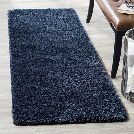 SAFAVIEH California Shag Navy 2 ft. x 9 ft. Solid Runner Rug