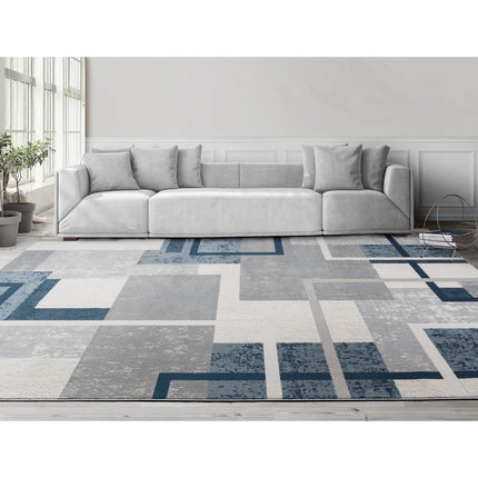 Gertmenian Ethan Abstract Geo Blue 9 ft. x 13 ft. Geometric Indoor Area Rug