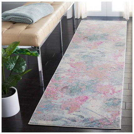 SAFAVIEH Lillian 2 ft. x 5 ft. Ivory/Pink Abstract Marle Runner Rug LLN381A-25