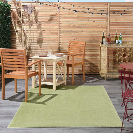 Nourison Essentials 5 ft. x 7 ft. Green Solid Contemporary Indoor/Outdoor Patio Area Rug