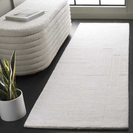 SAFAVIEH Mykonos 2 ft. x 8 ft. Ivory Geometric Solid Runner Rug